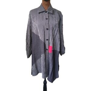 MOONLIGHT Y&S Fashion Tunic Top Langenlook Button Up Asymmetrical‎ M/L Women's